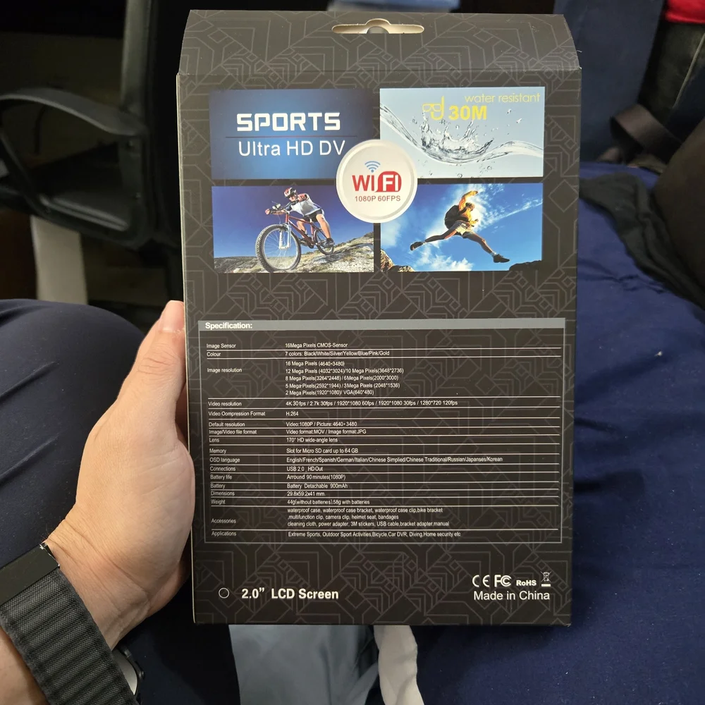 4K Sports Ultra HD DV Waterproof Camera - Black